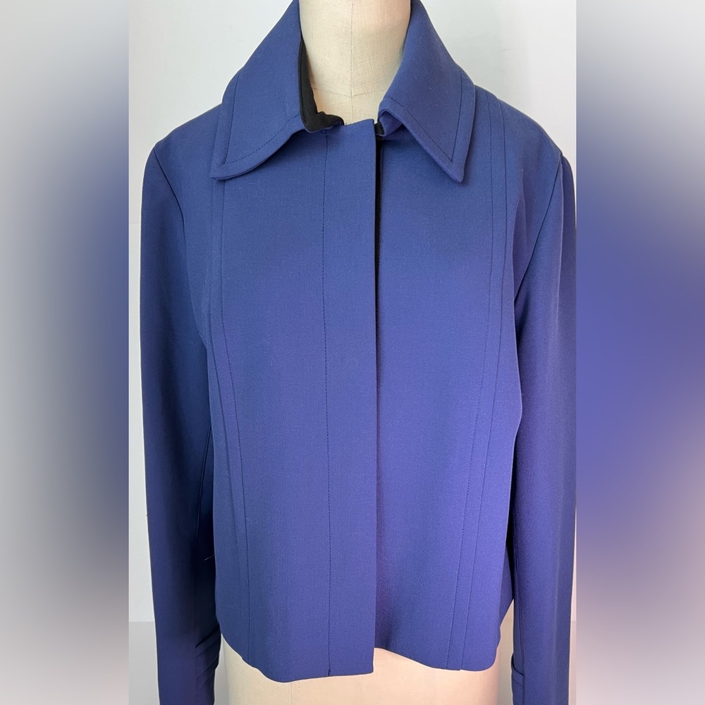 IRIS setlakwe Royal Blue Blazer w Cuff Detail Wide Collar & Hidden Front Buttons